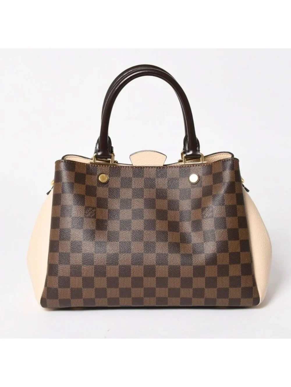 Louis Vuitton Brittany Handbag Damier Canvas Brown Beige Ebene Gold